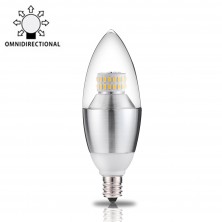 6-Watt Dimmable Warm White 2700K LED Chandelier Bulb,60-Watt Incandescent Bulb Equivalent,E12 Candelabra Base,550 Lumens LED Lights,Torpedo Shape